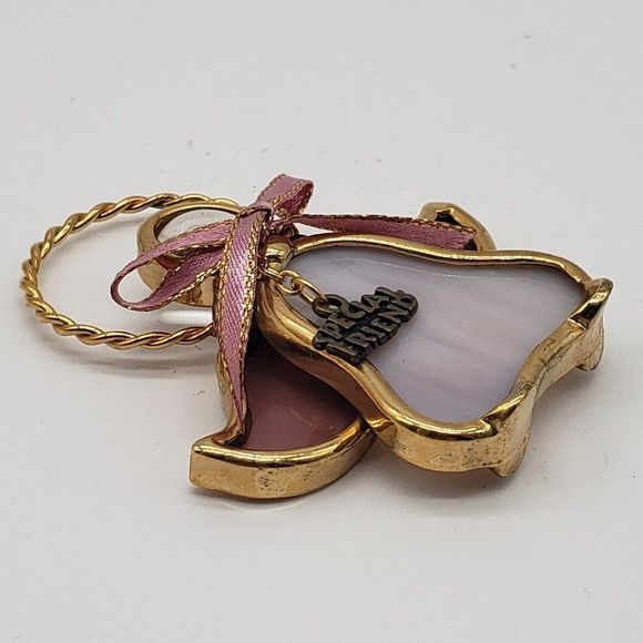 𝅺Stained Glass Pink White Clear Gold Special Friend Angel Ornament - Picture 4 of 12